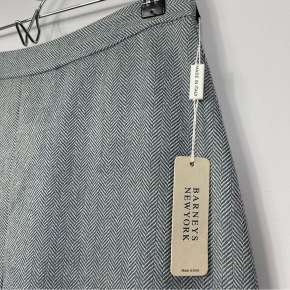 Barney’s New York NWT Gray Herringbone Wool Angora A-Line Pleated Skirt Italy 8 - Picture 3 of 15